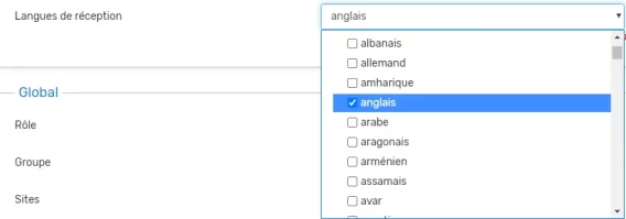 7.3 Langue de reception FR