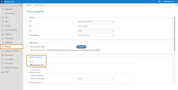 Parametre nouvelle ergonomie borne FR