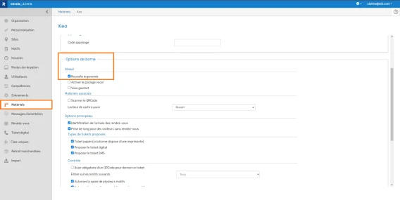 Parametrage nouvelle ergonomie