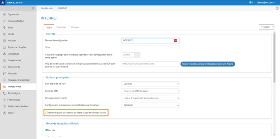config alerte creneau
