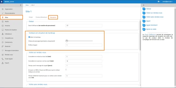 Gestion handicap parametre