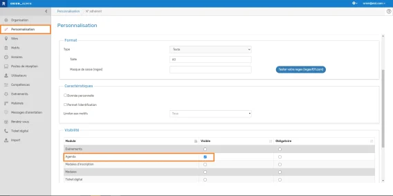 FR Visibilite champ perso