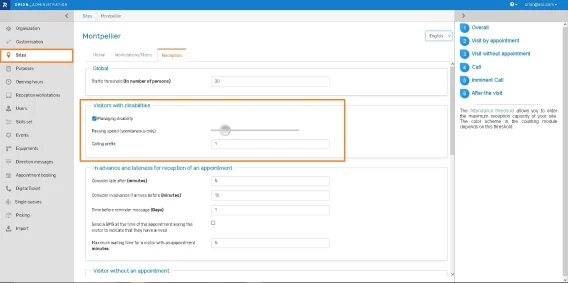 Gestion handicap parametre EN