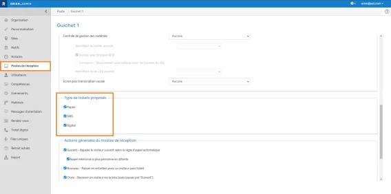 Reception ticket digital