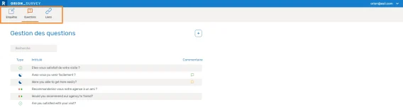 Survey Onglet actif orange