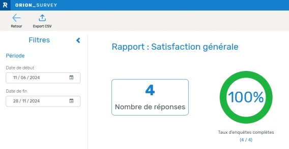 Orion Survey filtre rapport
