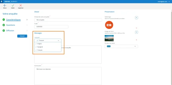 Orion Survey multilingue