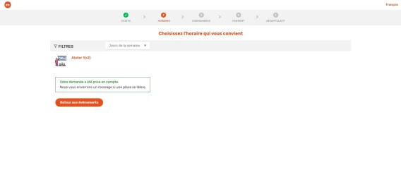 Evenement reservation inscription liste attente 3