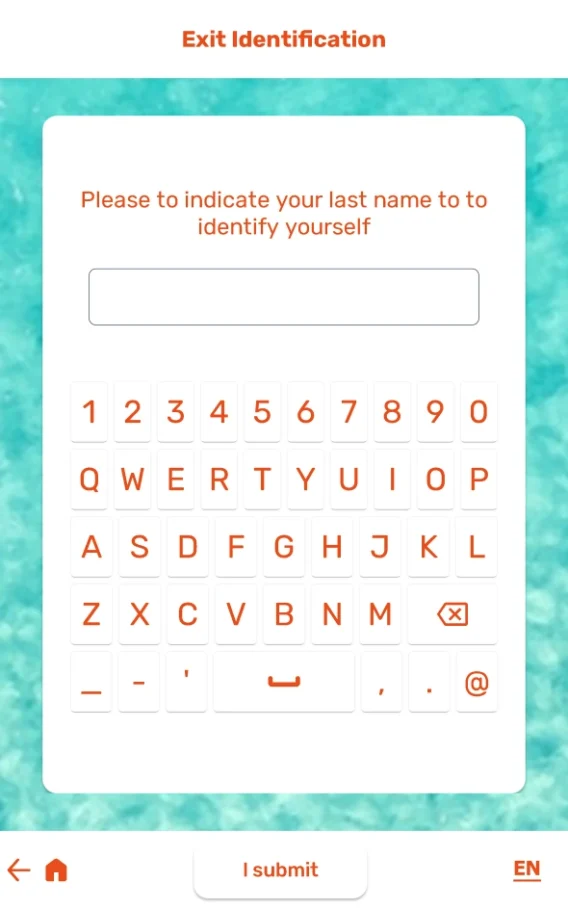Ecran identification sortie EN