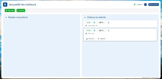 Actions visiteurs en attente